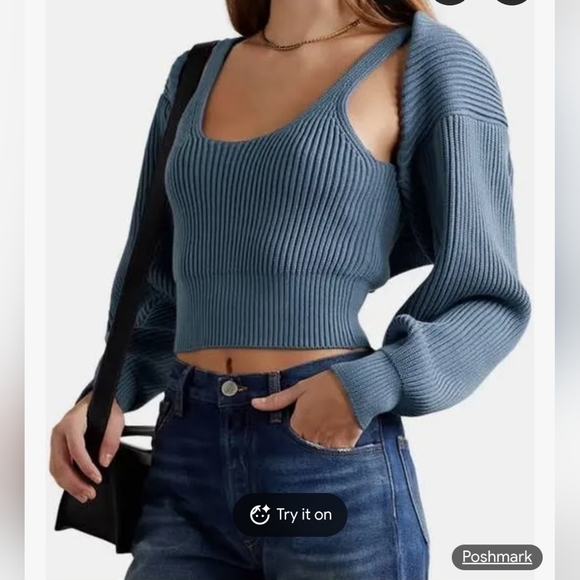 NWT Alexander Wang Blue Knit Shrug - Picture 2 of 8